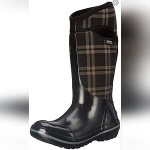 Bogs women's Plimsoll Black & Tan Plaid Tall boots waterproof. Size 7